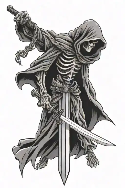 grim reaper wielding a sword tattoo design idea