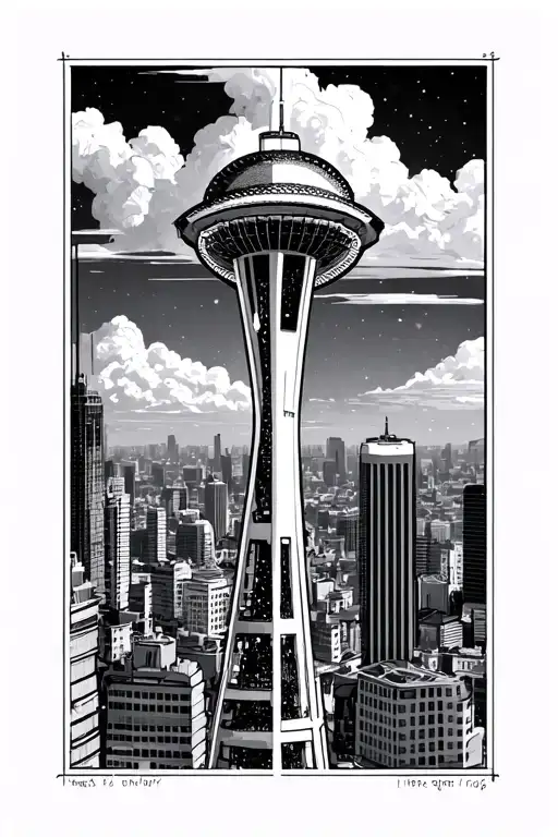 The space needle with my skin as the space needle tattoo design idea