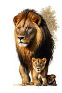 Lion with 2 cubs tattoo design idea