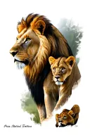 Lion with 2 cubs tattoo design idea