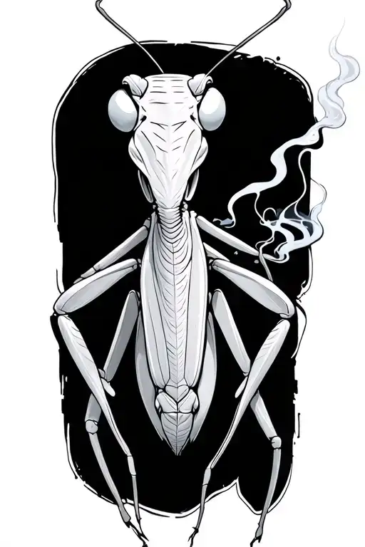 praying mantis smoking a joint  tattoo design idea