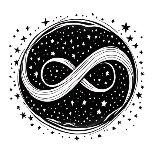 INFINITY SYMBOL BUT INSTEAD OF LINE IT IS MANY SMALL STARS HD tattoo design idea