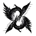 create a tattoo design with deep inner meaning where there is light side of life in one part and dark part of life in an tattoo design idea