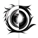 create a tattoo design with deep inner meaning where there is light side of life in one part and dark part of life in an tattoo design idea