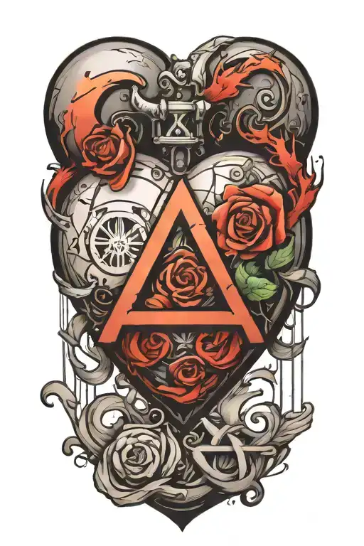 piece symbol, love, anarchy symbol tattoo design idea