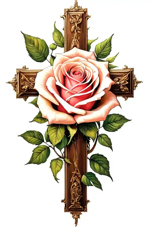 rose cross philipians 4:13 tattoo design idea
