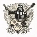 darth vader holds a guitar tattoo design idea