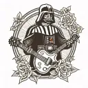 darth vader holds a guitar tattoo design idea