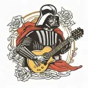 darth vader holds a guitar tattoo design idea