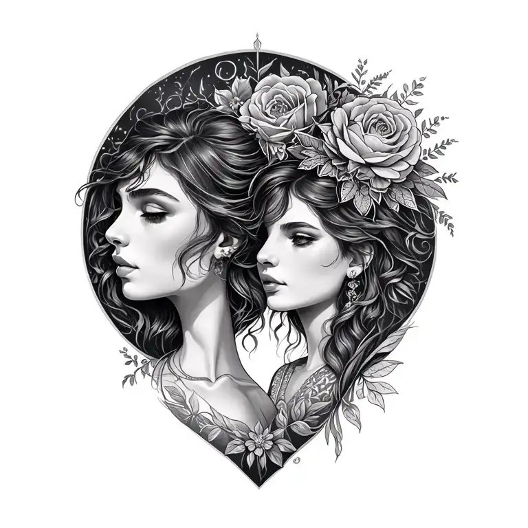 Virgo And Gemini mix for mother daughter  tattoo design idea