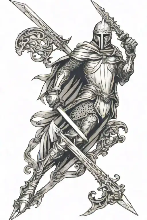 king arthur excalibur tattoo design idea