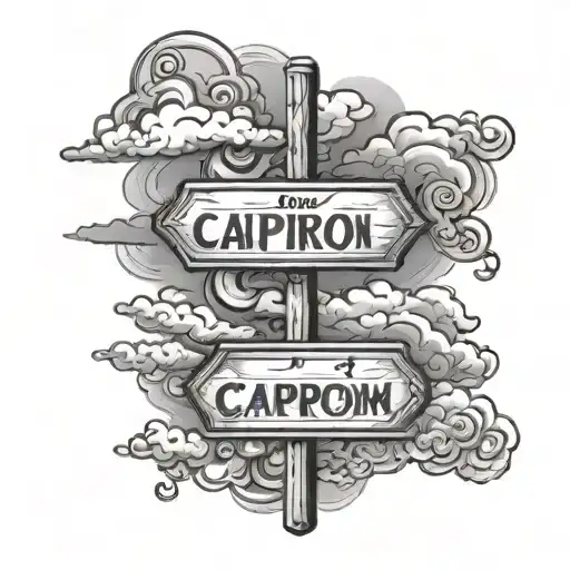 clouds floating street signs Taurus and Capricorn tattoo design idea