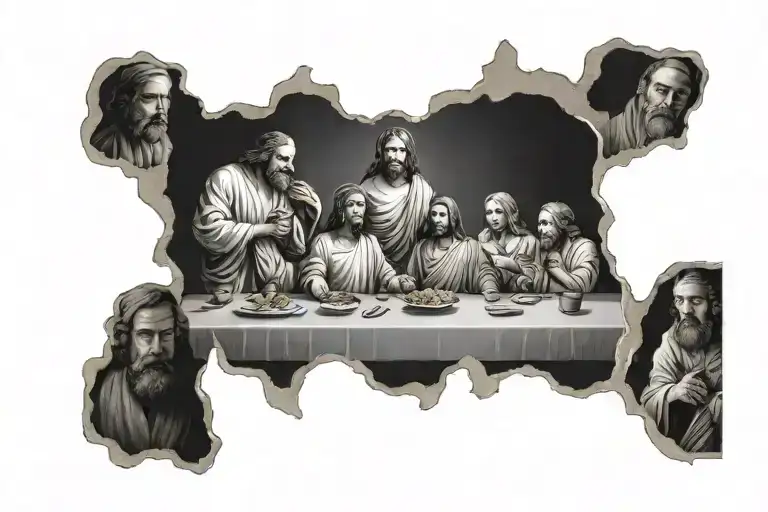 Last Supper scene with Jesus tattoo design idea