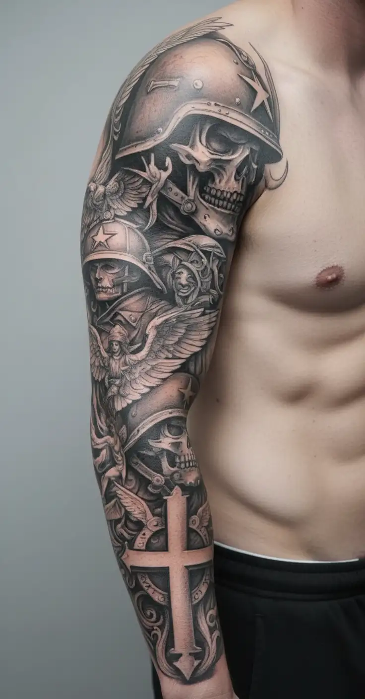 military tattoo design medic and angels tattoo design idea