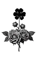 five roses with two 4 leaf clover tattoo design idea