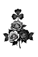 five roses with two 4 leaf clover tattoo design idea