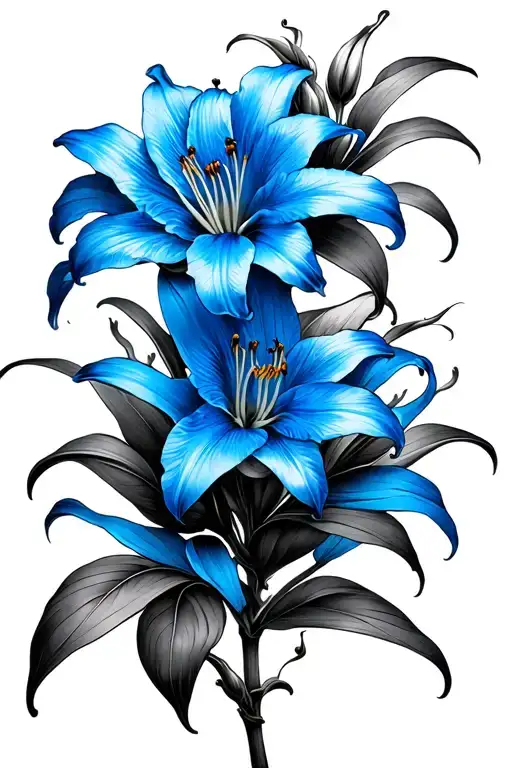 blue spider lily that starts large on my shoulder and gets smaller as it goes to my arm tattoo design idea