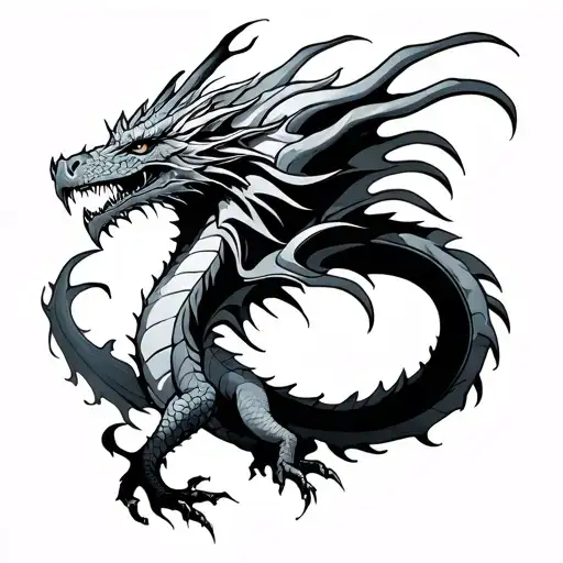 dragon fire and ice dragon tattoo design idea