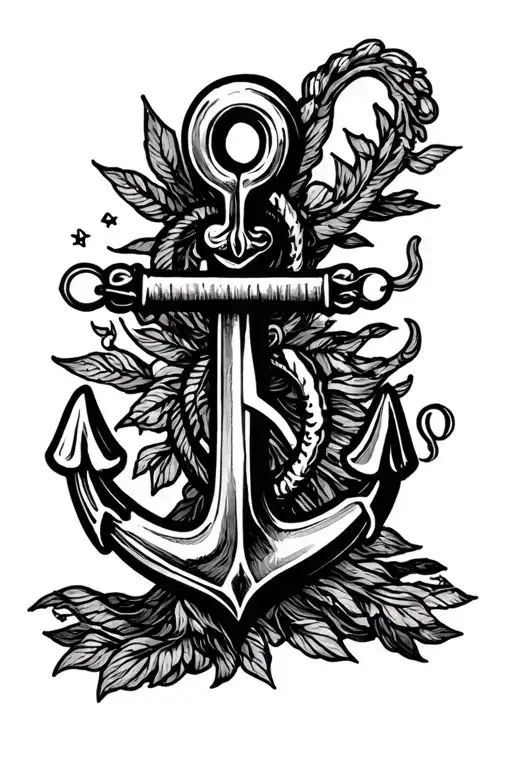 anchor with hidden initials j l tattoo design idea