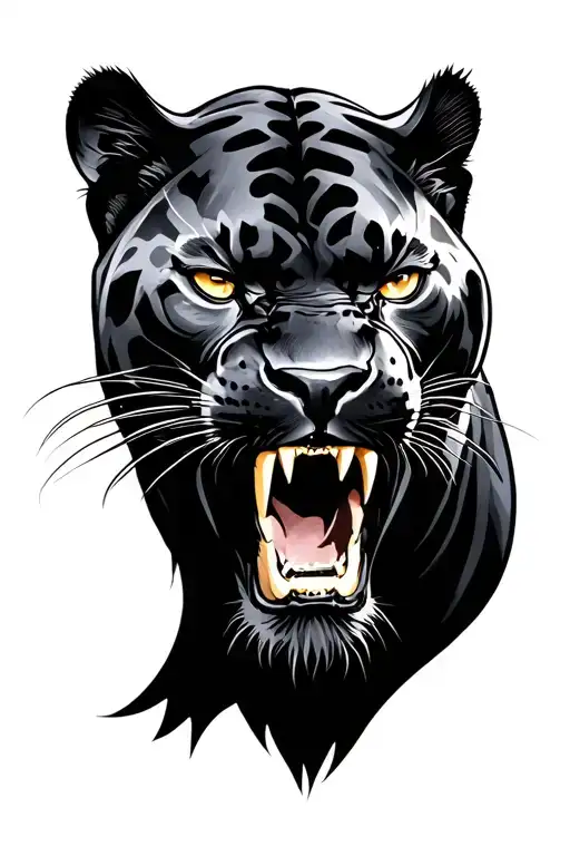 black Panther roaring tattoo design idea