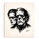 Jekyll and Hyde and Frankenstein portraits  tattoo design idea