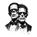 Jekyll and Hyde and Frankenstein portraits  tattoo design idea