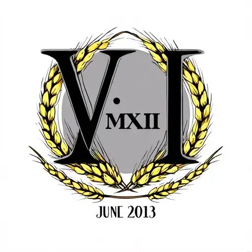 Roman numerals VI•MMXIII (June 2013) encircled by a wheat wreath — anchoring the foundation of your marriage. tattoo design idea