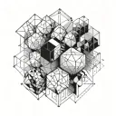 geometric pattern cubes tattoo design idea