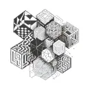 geometric pattern cubes tattoo design idea