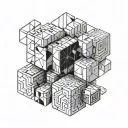 geometric pattern cubes tattoo design idea