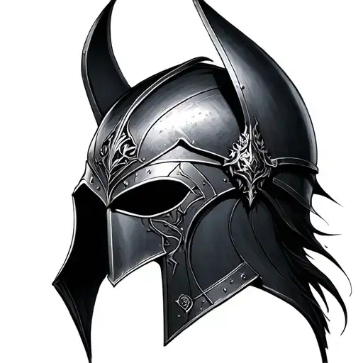 Dark Fantasy knight helmet tattoo design idea