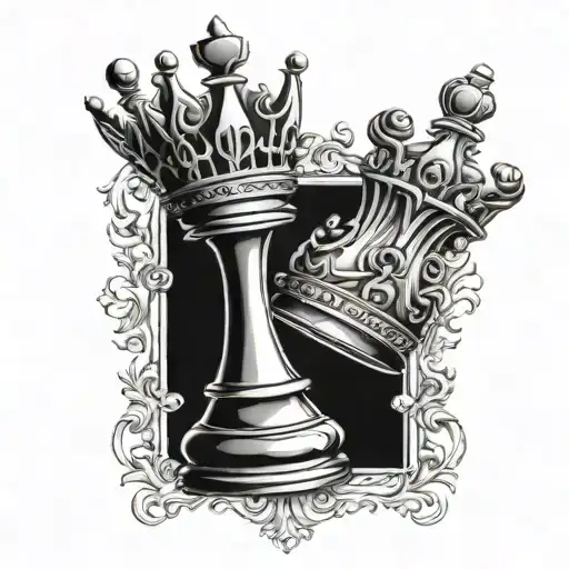 Chess king's crowned pawn tattoo design idea