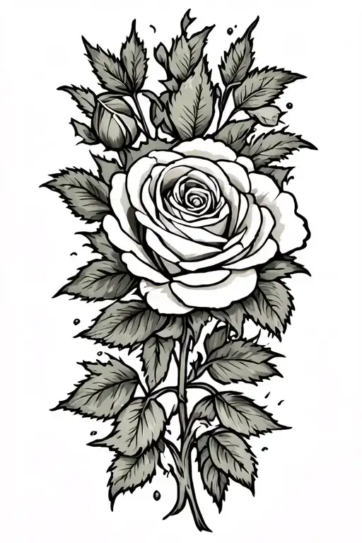wilting rose tattoo design idea