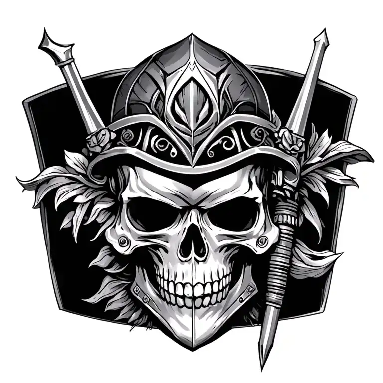 skull warrior tattoo design idea