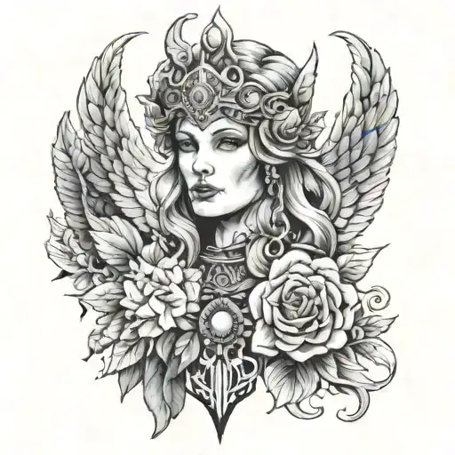 freya norse goddes tattoo design idea