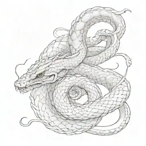 snake entangled with a chinese dragon tattoo design idea