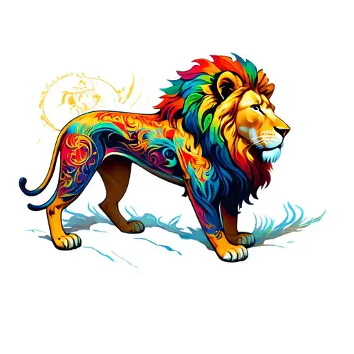 lion sin of pride tattoo design idea