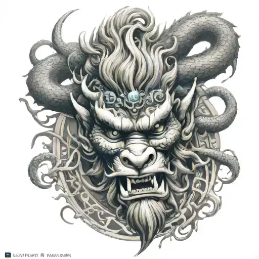 sun wukong dragon emerging tattoo design idea