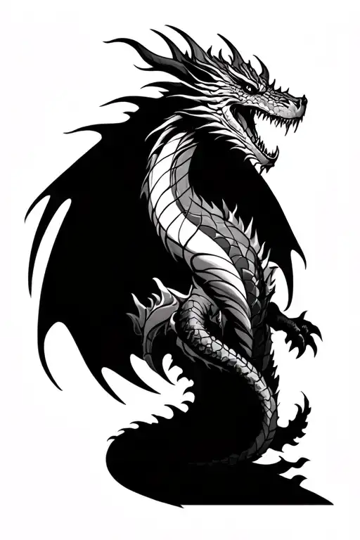 aggressive nordic dragon tattoo design idea