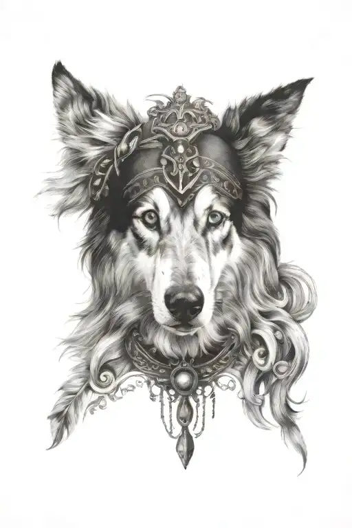 collie head wearing tattoo design idea