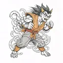 Gohan Beast Gohan surrounded tattoo design idea