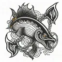 fishing hook hanging tattoo design idea