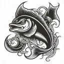 fishing hook hanging tattoo design idea