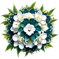 mandala of white cattleya with white cherry blossoms tattoo design idea