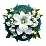 mandala of white cattleya with white cherry blossoms tattoo design idea