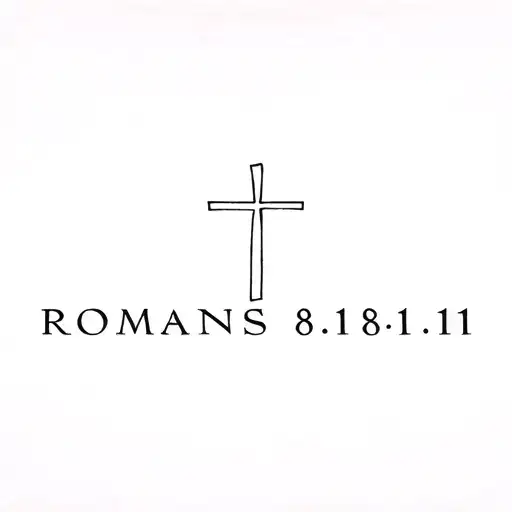 Romans 8:11 with cross above tattoo design idea
