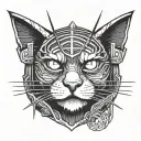 samurai cat tattoo design idea