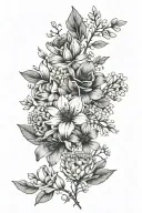 birth flowers of march, february, september, december, august, and may for minimalist and dainty spine tattoo tattoo design idea