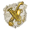 "i love brass music" heart clarinet tattoo design idea