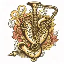 "i love brass music" heart clarinet tattoo design idea